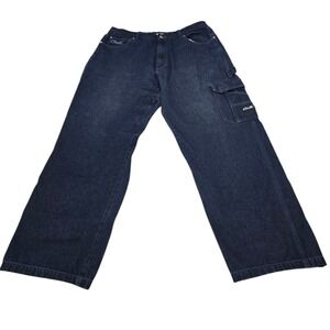 Vintage GerZ Wide Leg Cargo Jeans Men's 42 Dark Wash Baggy Y2K Skater Denim